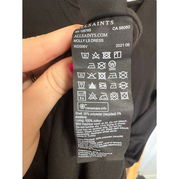 ALLSAINTS Molly Ribbed Open Back Long Sleeve Midi Dress Size 6 - Picture 11 of 13